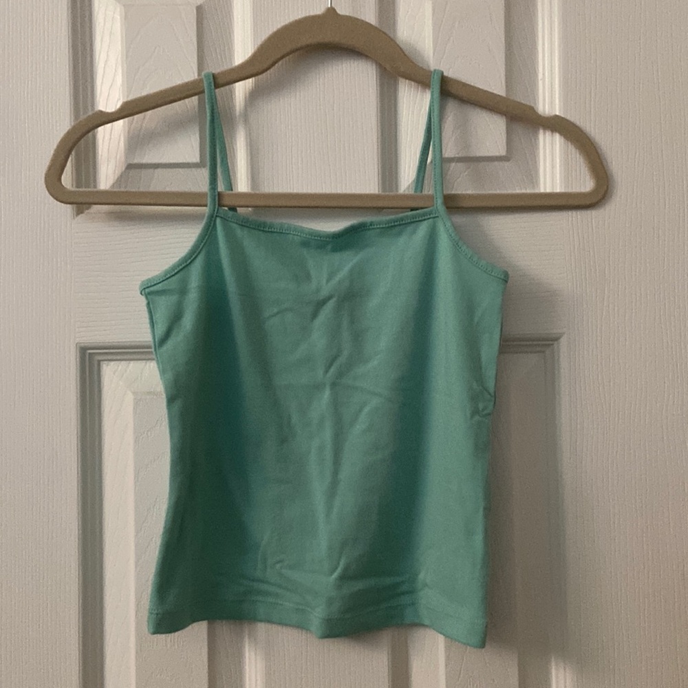Turquoise tank top a little cropped tight fitted